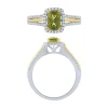 14K Gold 1.02Ct Peridot And Diamond Halo Ring