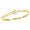 14K Gold Diamond Hardware Bangle