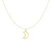 14K Gold Open Moon Necklace
