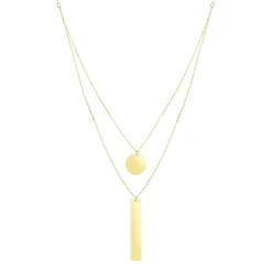 14K Gold Polished Circle & Bar Multi-Strand Necklace