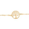 14K Gold Tree of Life on Mirror Chain Bracelet