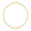 14K Heart Curb Bracelet