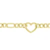 14K Heart Figaro Chain Bracelet