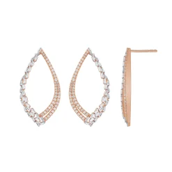 14K Rose Gold 1Ct Diamond Waterfall Post Earrings