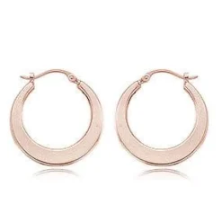 14K Rose Gold Pl Flat Hoop S/D Earrings