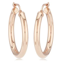 14K Rose Gold 3X25mm S/D Hoop Earrings