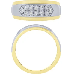 14k Two Tone Gold 1/6Ctw Diamond Mens Ring