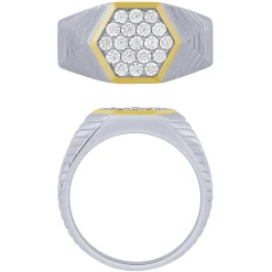 14k Two Tone Gold 3/4Ctw Mens Ring