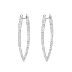 18K White Gold 1 2/3Ct Diamond Hoop Earrings