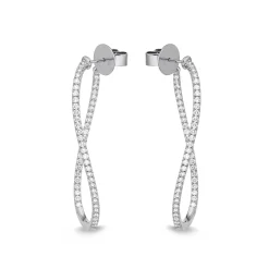 18K White Gold 1 1/2Ct Twist Diamond Hoop Earrings