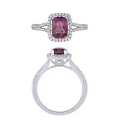 14K White Gold Amethyst And Diamond Ring