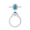 14K White Gold Blue Topaz And Diamond Halo Ring