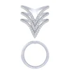 14K White Gold 2/3Ct 3 Row "V" Ring