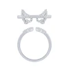 14K White Gold 1/5Ct Diamond Angel Wings Ring