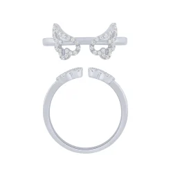 14K White Gold 1/5Ct Diamond Angel Wings Ring