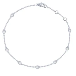14K White Gold 1/4Ct Diamond By The Yard Bracelet