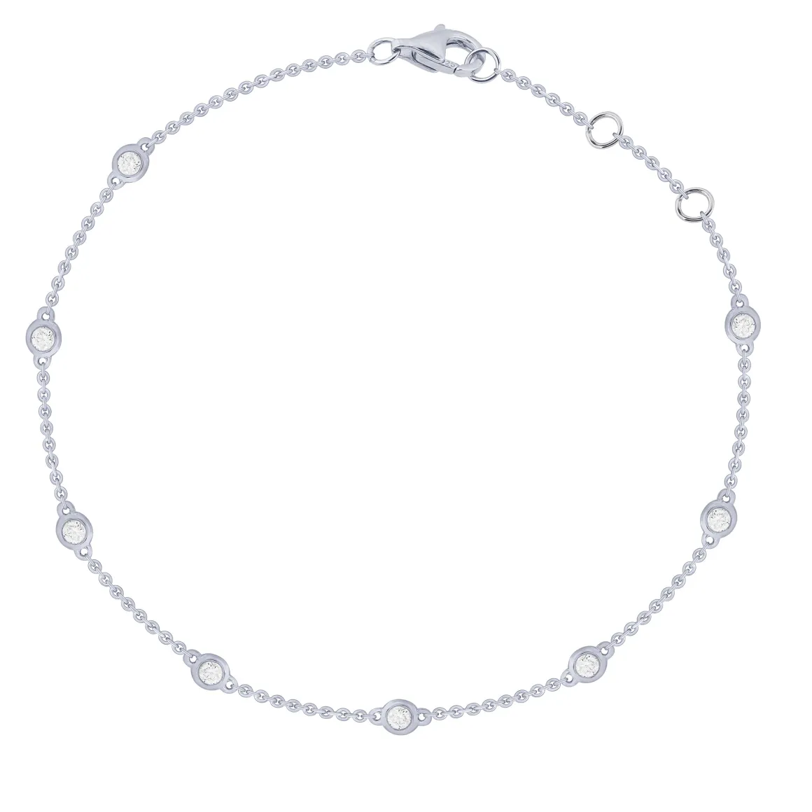 14K White Gold 1/4Ct Diamond By The Yard Bracelet