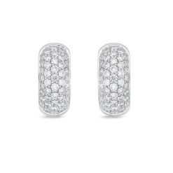 18K White Gold 4/5Ct Diamond Huggie Earrings