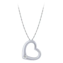 14K White Gold 1/20Ct Diamond Heart Pendant W/ Diamond