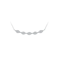 14K White Gold 1/4Ct Fancy Diamond Bar Necklace