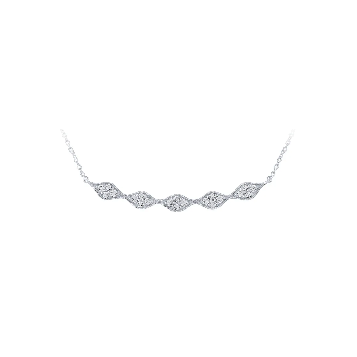 14K White Gold 1/4Ct Fancy Diamond Bar Necklace