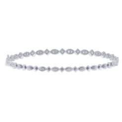 14K White Gold 1/4Ct Patterned Diamond Bangle