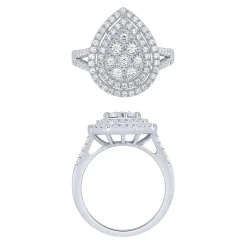 14K White Gold 2/3Ct Pear Shaped Fashion Ring