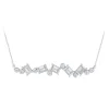 14K White Gold 1/4Ct Scattered Diamond Bar Necklace