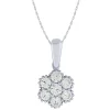 14K White Gold 1/4Ctw Diamond Floral Pendant