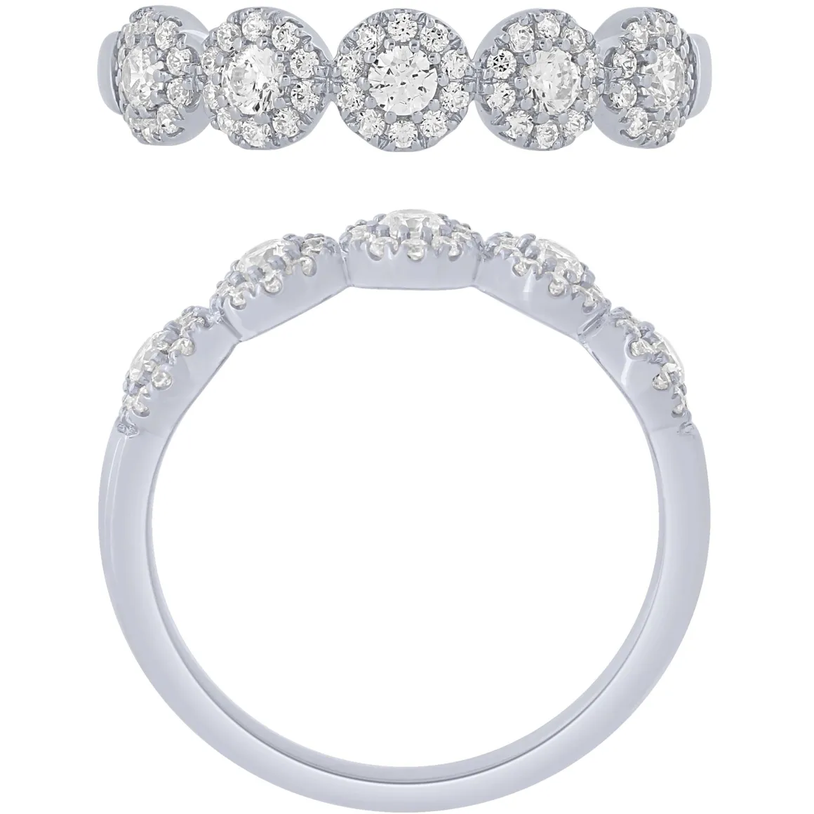 14K White Gold 1/2Ctw Halo Diamond Band