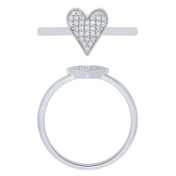 14K White Gold 0.13Ctw Pava Heart Ring