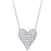 14K White Gold 0.13Ctw Pava Heart Necklace