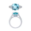 14K White Gold Cushion Aqua And Diamond Ring