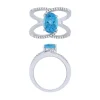 14K White Gold Diamond And Blue Topaz Fashion Ring
