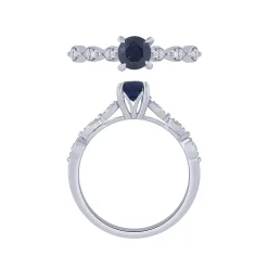 14K White Gold Diamond And Sapphire Ring