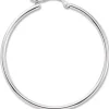 14K White Gold 1.5X30mm S/D Hoop Earrings