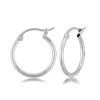 14K White Gold 1.5X15mm S/D Hoop Earrings