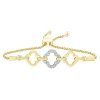 14K Yellow Gold 1/7Ct Diamond Fashion Pull String Bracelet