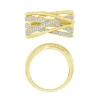 14K Yellow Gold 1/5Ct Diamond Layered Fashion Ring