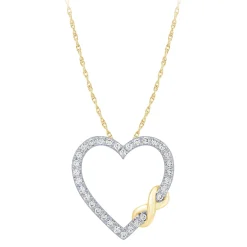 14K Yellow Gold 0.16Ctw Diamond Heart Pendant