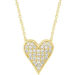 14K Yellow Gold 0.13Ctw Pava Heart Neckalce