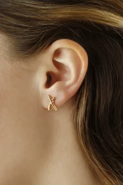 14K Yellow Gold Ex-Sm. "X" Earrings