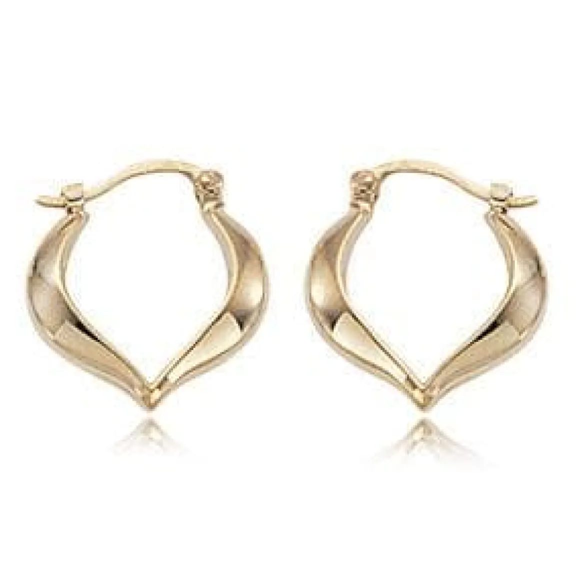 14K Yellow Gold Heart Shape Hoop Earrings