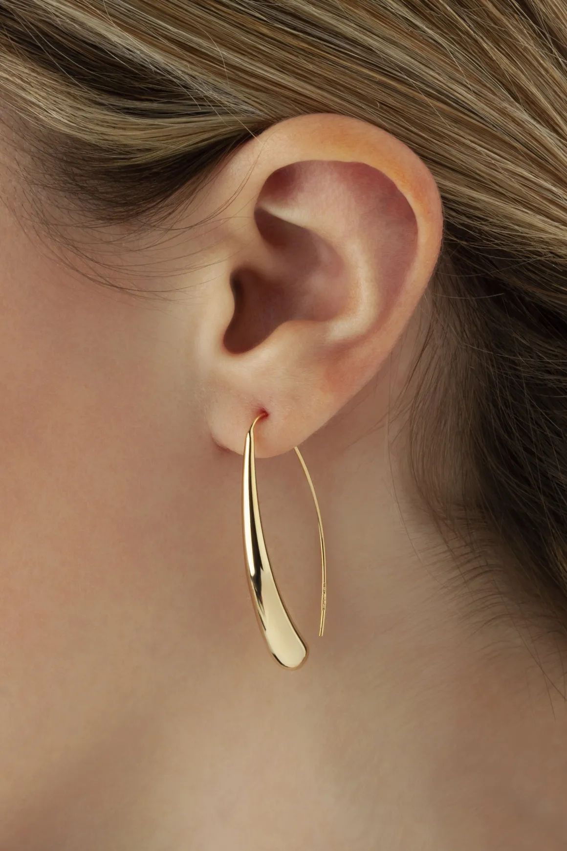 14K Yellow Gold Long T/Drop H/Wire Earrings