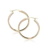 14K Yellow Gold 18mm 1/2 Round Tube Hoop Earrings