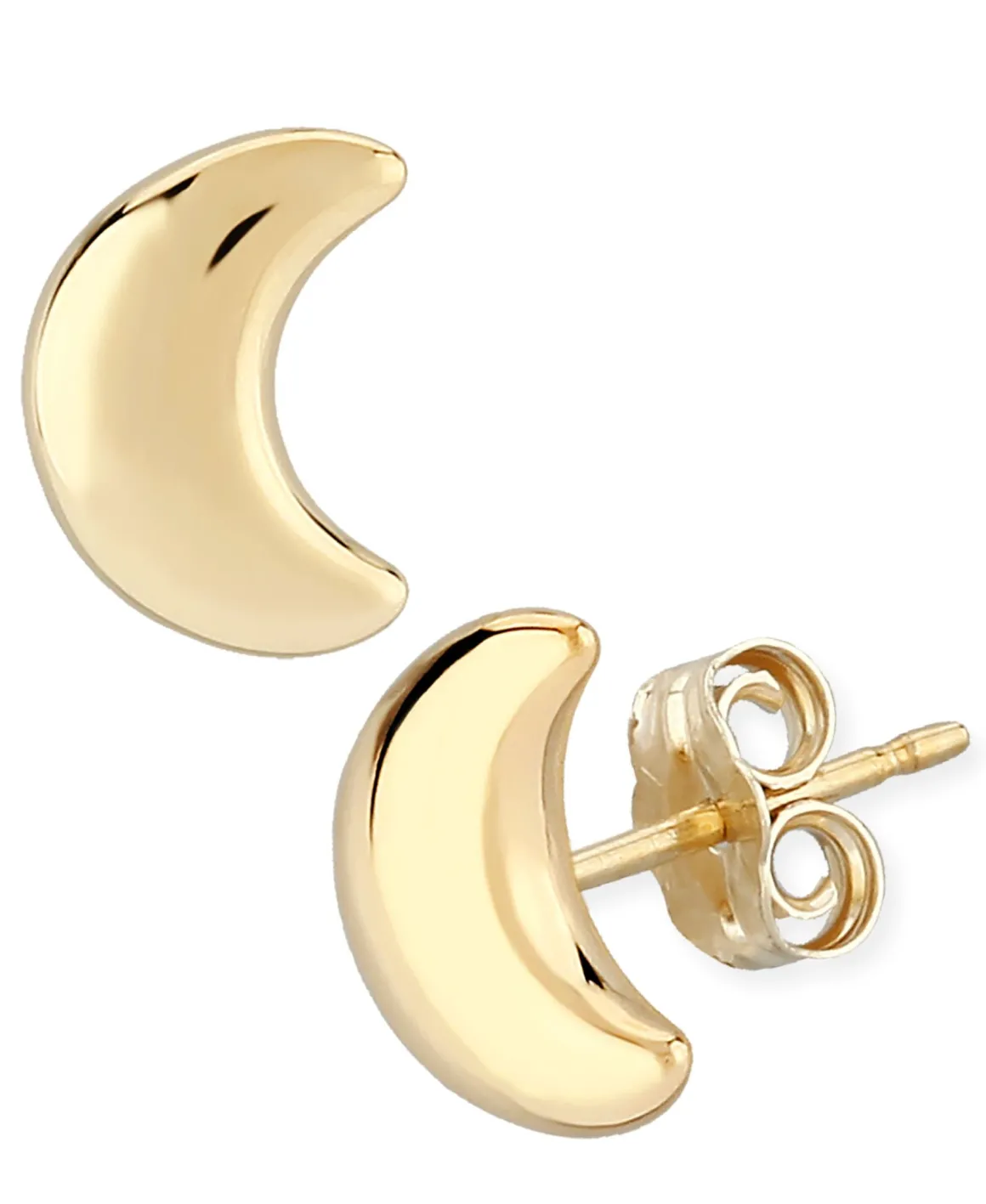 14K Yellow Gold 8mm Half Moon Stud Earrings