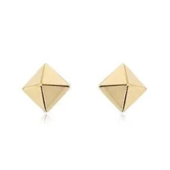14K Yellow Gold 6mm Pyramid Post Earrings