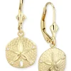14K Yellow Gold Sand Dollar L/B Earrings