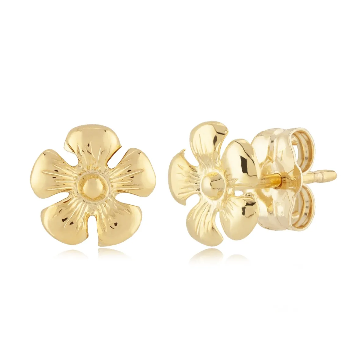 14K Yellow Gold Sm. Daisy Flower Earrings