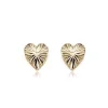 14K Yellow Gold Small Lined Heart Earrings